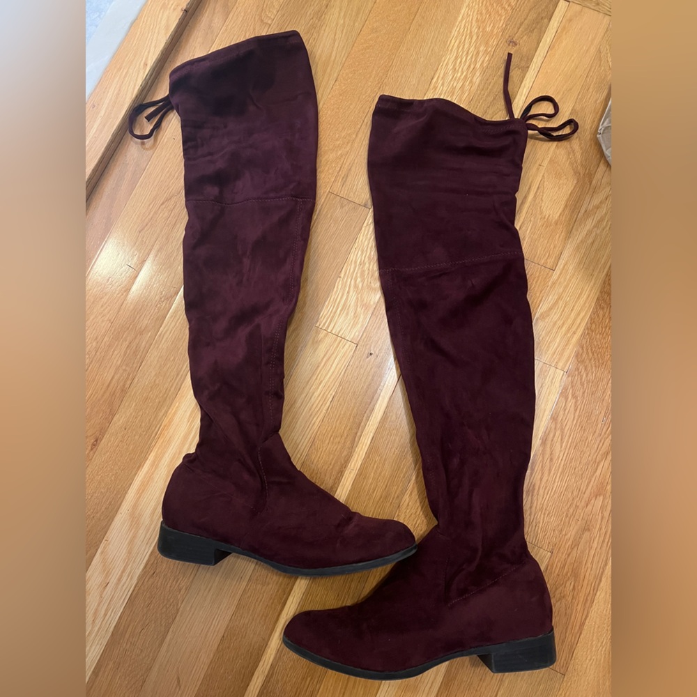 Catherine Malandrino Suede Maroon Over-the-Knee Boots